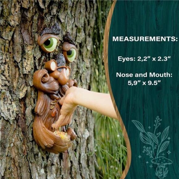 Tree Faces Decor Outdoor – Tree Hugger Yard Art Garden Decoration – Bird Feeders - Picture 2 of 6